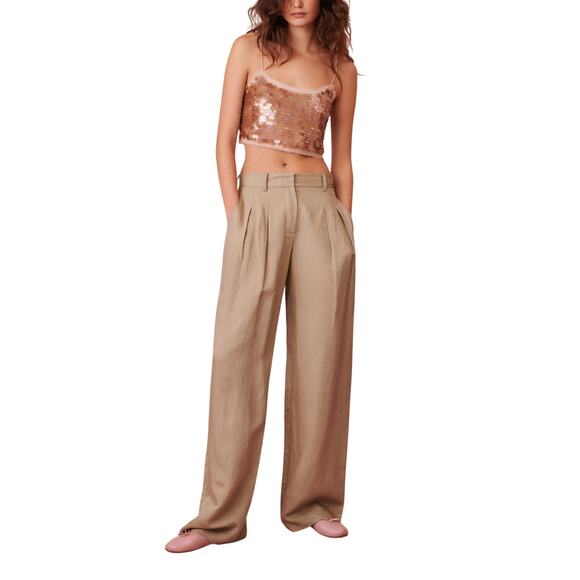 LoveShackFancy Pants - Loveshackfancy Tailored Elmwood Green Adams Pants Size 4 NWT